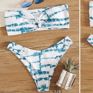 Blue and white tie dye bikini